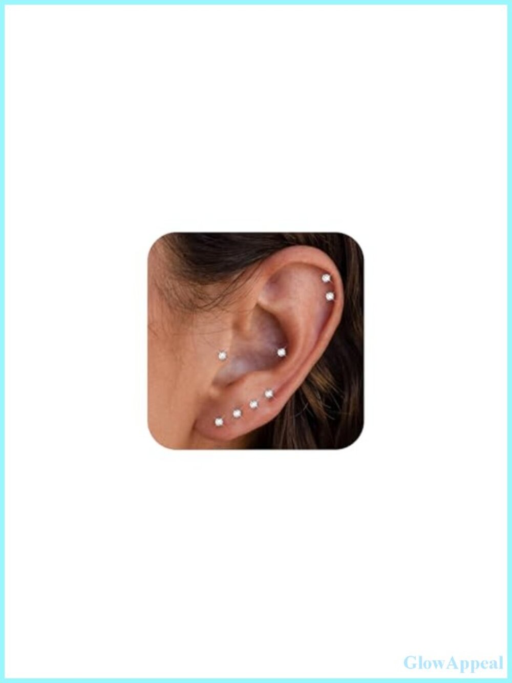 6 Pairs Tiny 2mm Stainless Steel Stud Earrings for Men Women CZ